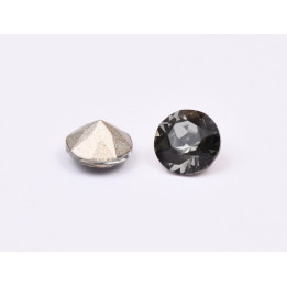 0626-Austria Chaton Round Stone, 6mm, Black Diamond Silver Foiled- 1 buc