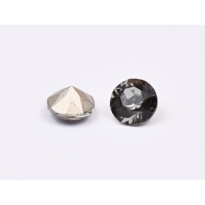 0626-Austria Chaton Round Stone, 6mm, Black Diamond Silver Foiled- 1 buc
