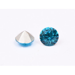 0667-Austria Chaton Round Stone, 7mm, Dark Aquamarine Silver Foiled - 1 buc