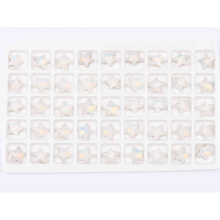 P4564-Cristal Star Fancy Stone, 10mm, White Opal Silver Foiled - 1 buc
