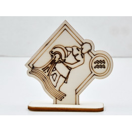 L793-Decoratiune lemn zodia  Varsator10x10cm- 1 buc