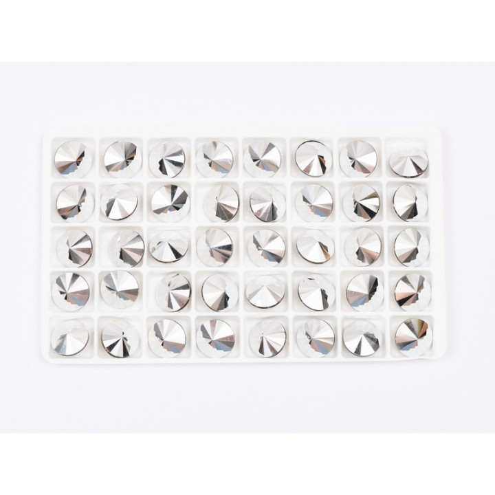 P4573-Austria Rivoli Round Stone, 12mm, Crystal Comet Argent Light Silver Foiled - 1 buc