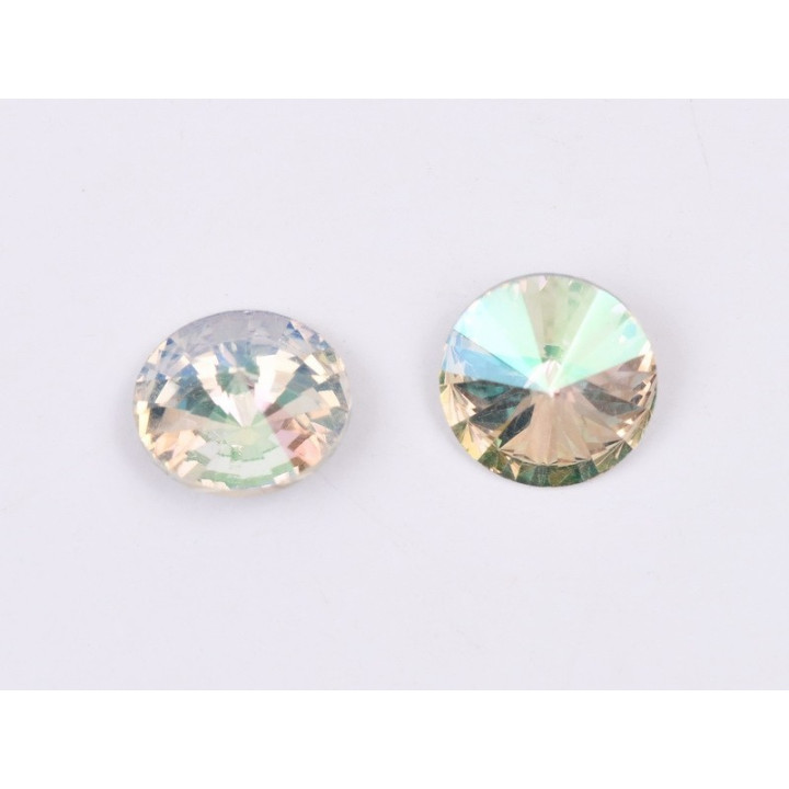 P4574-Austria Rivoli Round Stone, 12mm, Crystal Luminous Green Silver Foiled - 1 buc