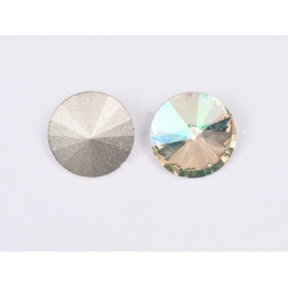 P4574-Austria Rivoli Round Stone, 12mm, Crystal Luminous Green Silver Foiled - 1 buc