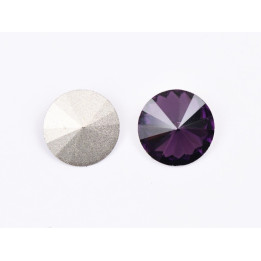 P4575-Austria Rivoli Round Stone, 12mm, Amethyst Silver Foiled - 1 buc