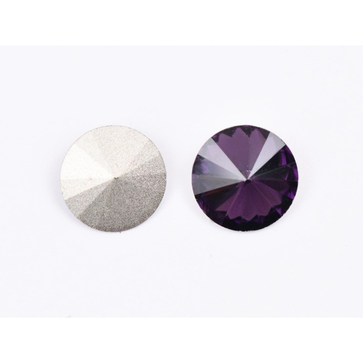 P4575-Austria Rivoli Round Stone, 12mm, Amethyst Silver Foiled - 1 buc
