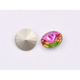 P4580-Austria Rivoli Round Stone, 12mm, Crystal Vitrail Rose Silver Foiled - 1 buc