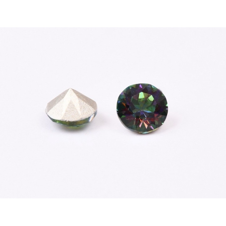 0706-Austria Chaton Round Stone, 7mm, Crystal Vitrail Medium Silver Foiled - 1 buc