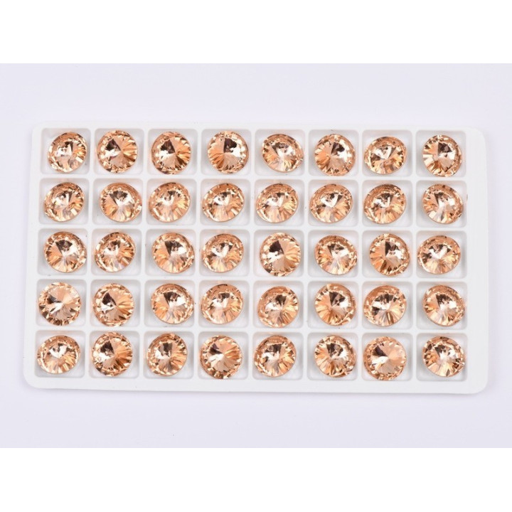 P4584-Austria Rivoli Round Stone, 12mm, Juicy Peach Silver Foiled - 1 buc