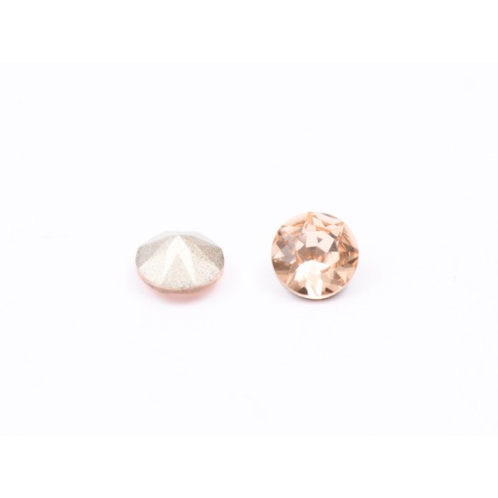 0723-Austria Chaton Round Stone, 6mm, Juicy Peach Silver Foiled - 1 buc