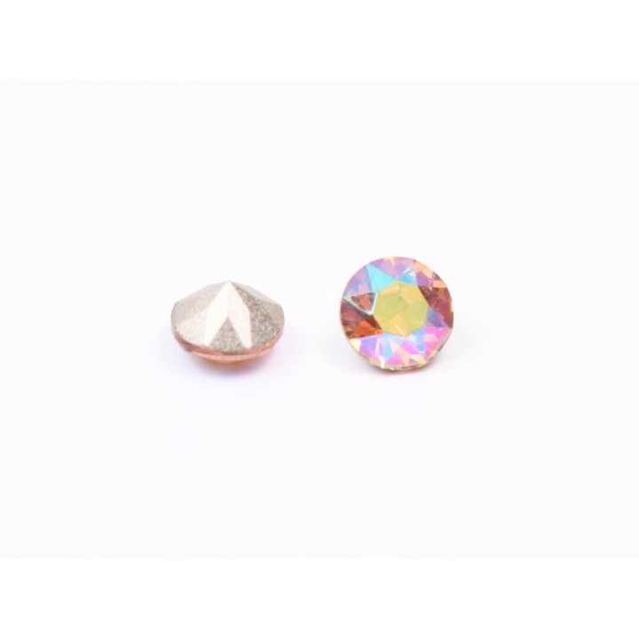 0727-Austria Chaton Round Stone, 6mm, Crystal Iridescent Green Silver Foiled - 1 buc