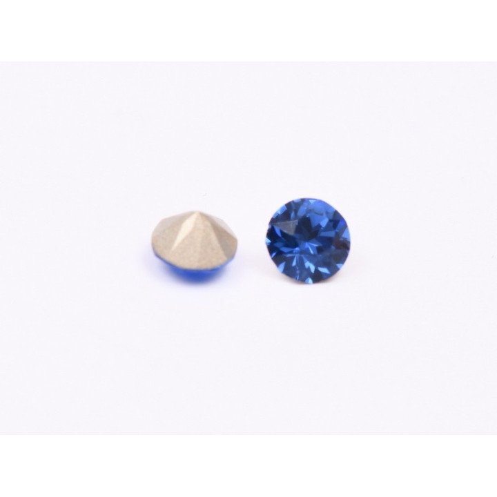 0730- Austria Chaton Round Stone, 6mm, Sapphire Silver Foiled - 1 buc