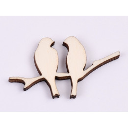 L813-Decoratiune lemn "Pasarele pe ramura" 3.5x2 cm - 1 buc