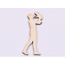 L815-Decoratiune lemn "Tata cu copil in brate" 8x2.5 cm - 1 buc
