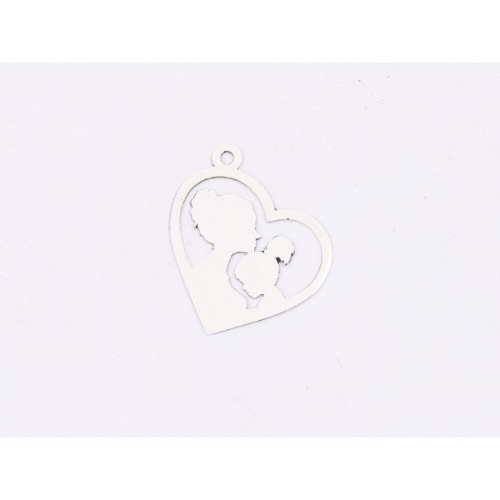 E1676 N Pandantiv Ag 925 Mama si fiica, 16.5x16.5mm, 0.5mm- 1 buc