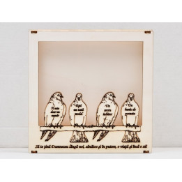 L850-Cutie din lemn pentru licheni " Porumbei"   21x21cm - 1 buc