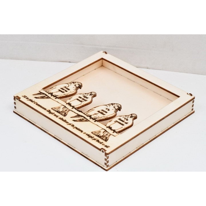L850-Cutie din lemn pentru licheni " Porumbei"   21x21cm - 1 buc