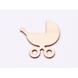 L855-Decupaj din lemn Carucior bebe C  5x5 cm - 1 buc