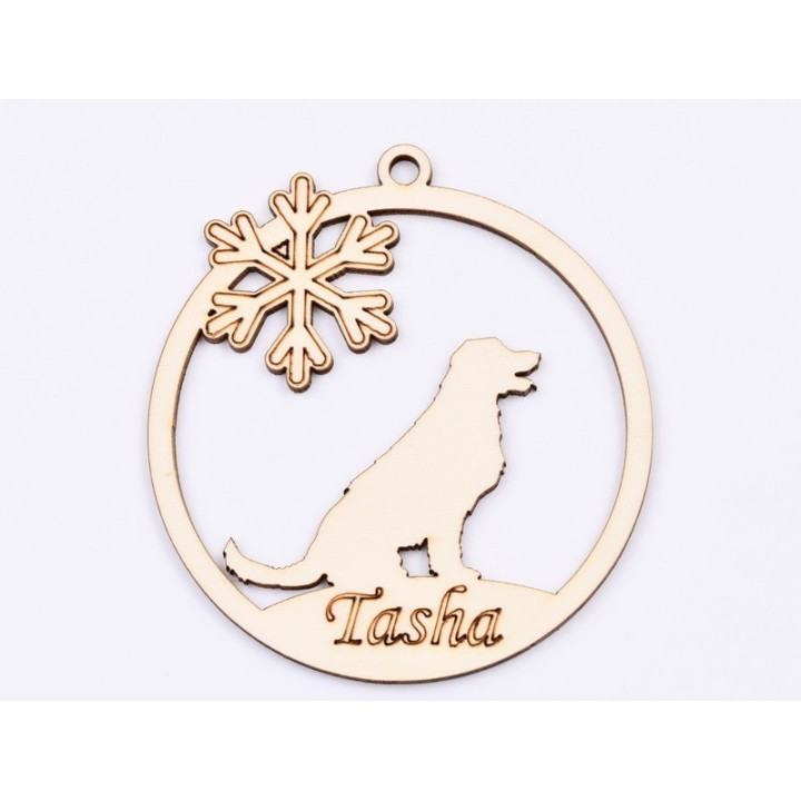 L874-Glob personalizabil din lemn cu catel, 10x9cm - 1 buc