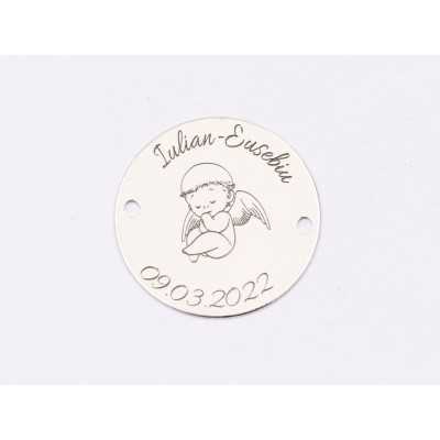 S139 - Banut din argint pentru botez de 16.5mm cu ingeras