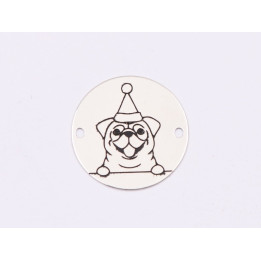 E1772 GS Link Ag 925 Christmas Dog, Bulldog, 16.5mm, 0.3mm 1 buc