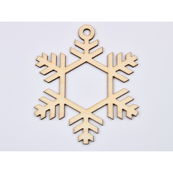 L906- Glob din lemn, Fulg de nea, model 1, 10x12cm - 1 buc