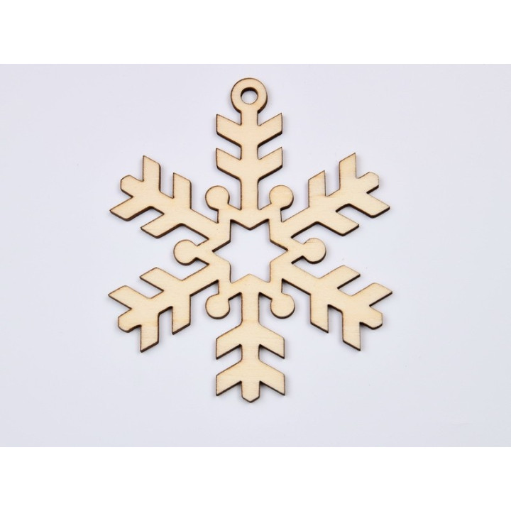 L907- Glob din lemn, Fulg de nea, model 2, 10x12cm - 1 buc