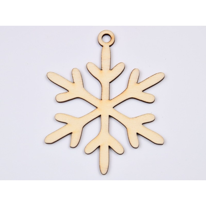 L909- Glob din lemn, Fulg de nea, model 4, 9x11cm - 1 buc