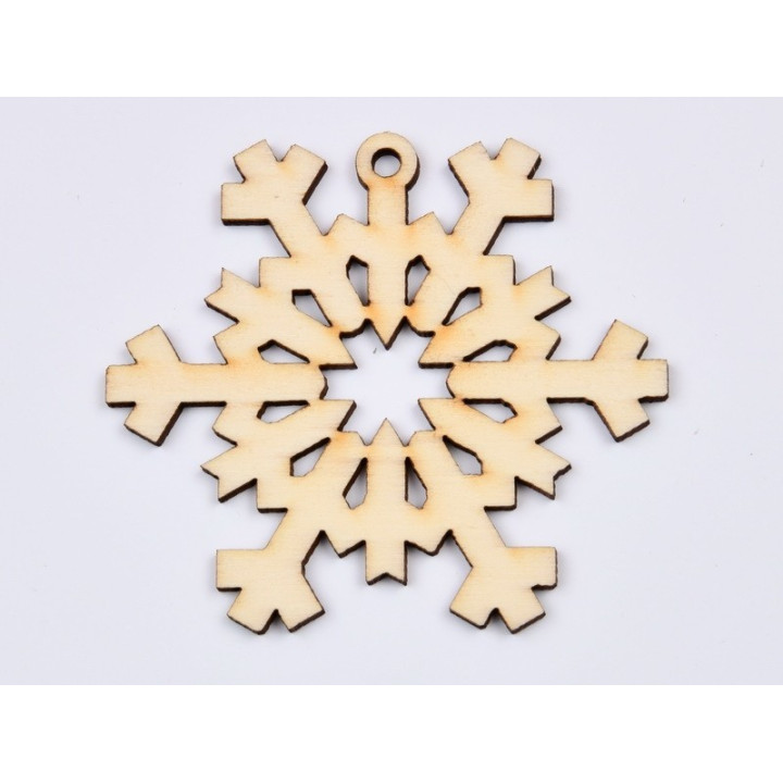 L911- Glob din lemn, Fulg de nea, model 6, 8.5x8cm - 1 buc