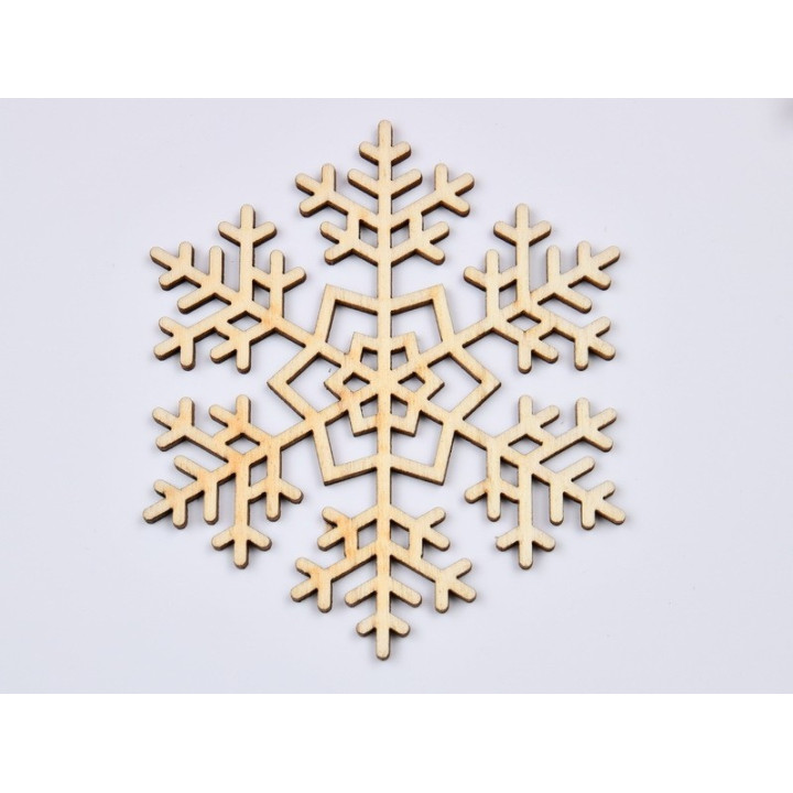 L912- Decoratiune din lemn, Fulg de nea, model 1, 11.5x10cm - 1 buc