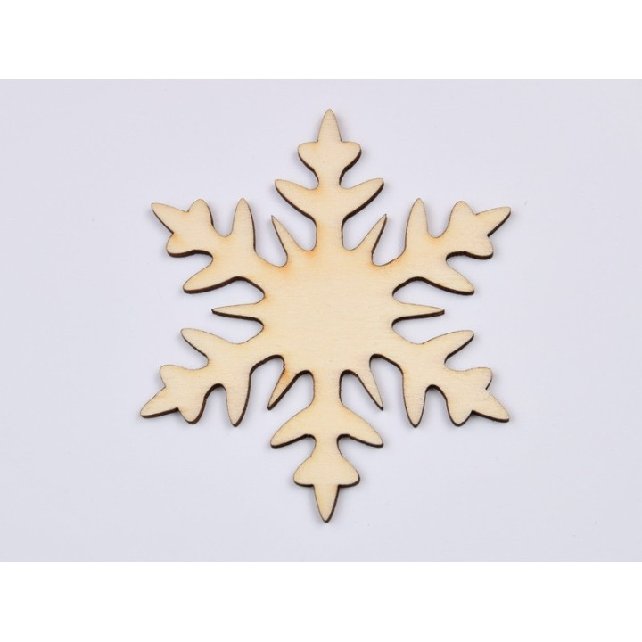 L915- Decoratiune din lemn, Fulg de nea, model 4, 10x9cm - 1 buc