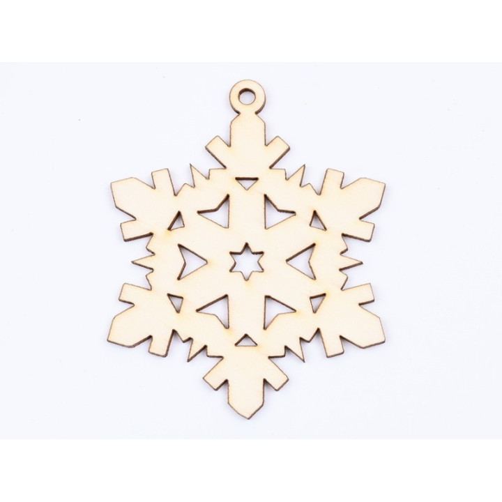 L916- Glob din lemn, Fulg de nea, model 7, 7.5x9cm - 1 buc