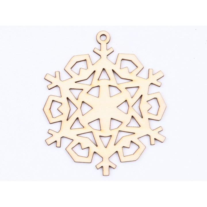 L921- Glob din lemn, Fulg de nea, model 9, 10x8.5cm - 1 buc