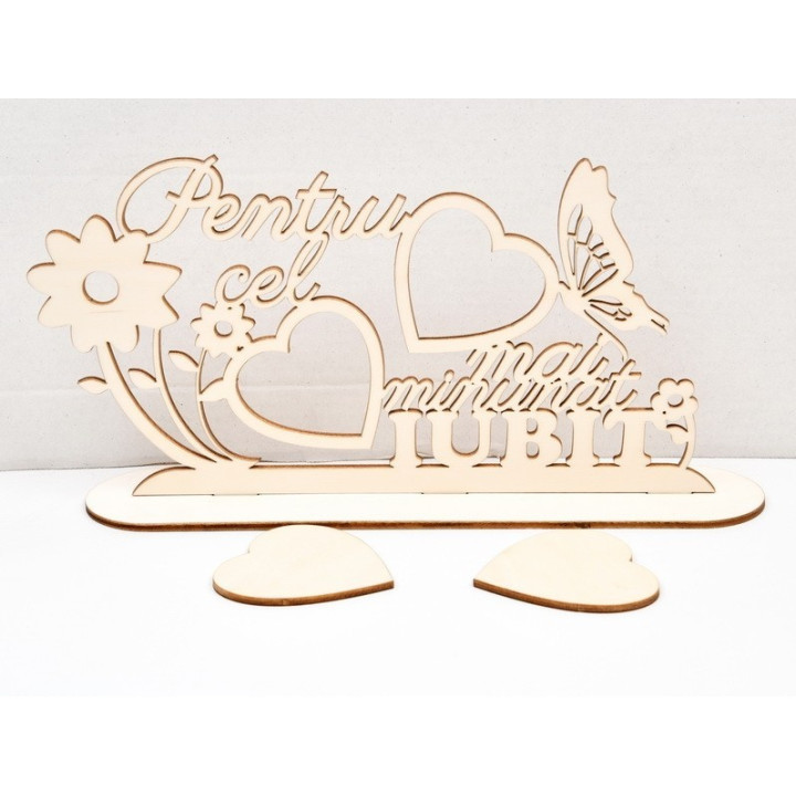 L938-Decupaj lemn "Pentru cel mai minunat Iubit" pentru licheni sau fotografii 30x16cm 1buc