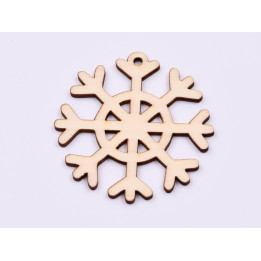 L943- Decupaj din lemn, Fulg de nea stilizat 7x7 cm - 1 buc