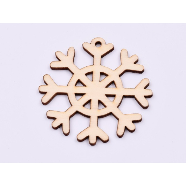 L943- Decupaj din lemn, Fulg de nea stilizat 7x7 cm - 1 buc