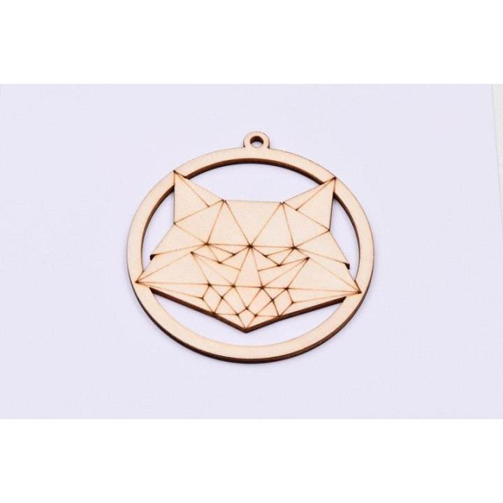 L945- Glob din lemn, Pisica stilizata 10.5x10 cm - 1 buc