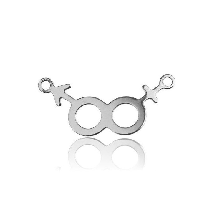 G0814-Link charm decupat male+female 14.6x9.8mm - bijuterii personalizate din argint | simoshop
