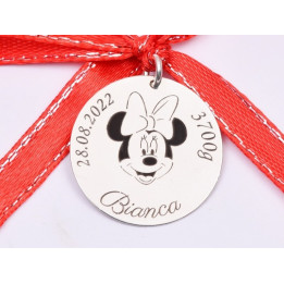 S143 - Banut de botez/mot 22mm personalizabil cu za si panglica - 1 buc