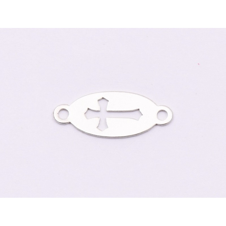 E1824 N Link Ag 925 Oval cu cruciulita decupata, 14.5x6mm, 0.4mm 1 buc