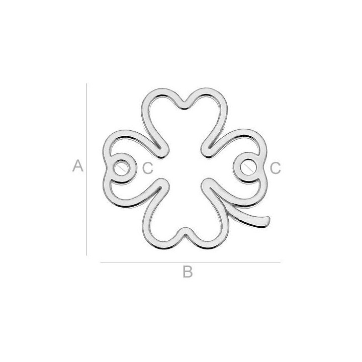 G0818 N Link charm decupat trifoi 13mm argint 925 1 buc - bijuterii personalizate din argint | simoshop