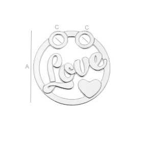 Charm LOVE argint 925 - medalion rotund cu inimă