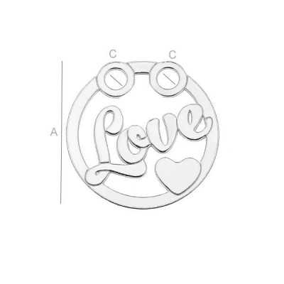 Charm LOVE argint 925 - medalion rotund cu inimă