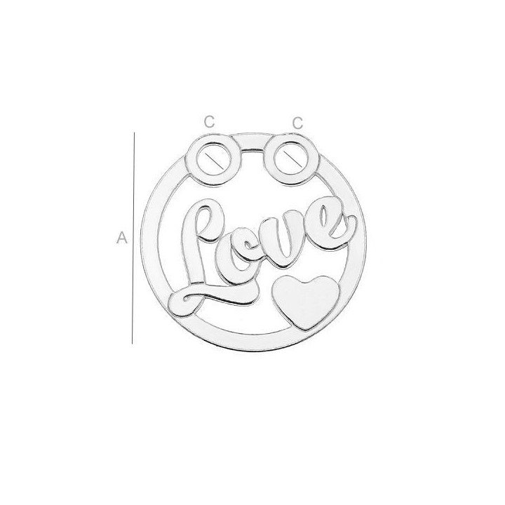 G0824-Link charm rotund LOVE 18mm argint 925 1 buc - bijuterii personalizate din argint | simoshop