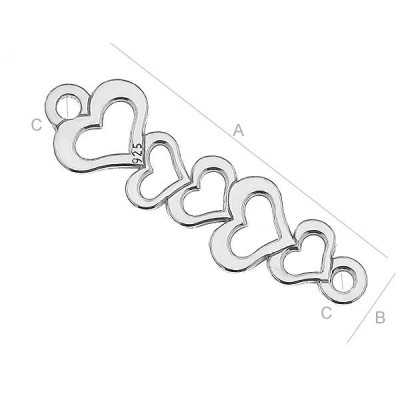 Conector brățară 5 inimioare din argint 925