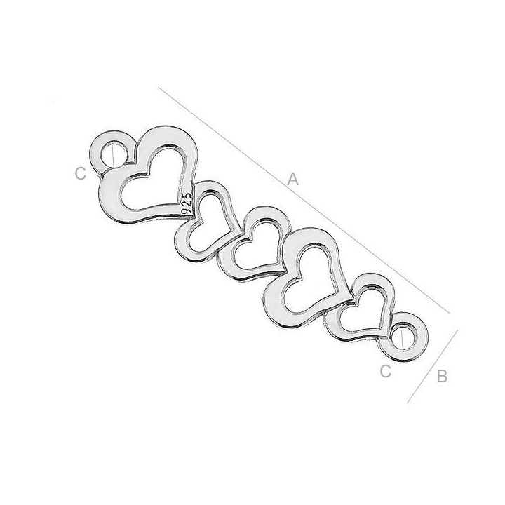 G0825-G-Link 5 inimioare asimetrice 26x6mm argint 925 0.5mm 1 buc - bijuterii personalizate din argint | simoshop