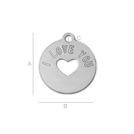 G0841-G-Charm banut argint 925 14mm I LOVE YOU - bijuterii personalizate din argint | simoshop