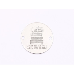 E1867 GS Link Ag 925 "Life is better with cats and books" 16.5mm, 0.3mm - 1 buc