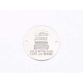 E1867 GS Link Ag 925 "Life is better with cats and books" 16.5mm, 0.3mm - 1 buc