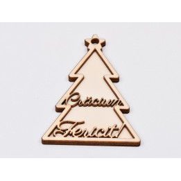 L958- Decoratiune din lemn Brad doua straturi 13.5x9.5cm- 1 buc